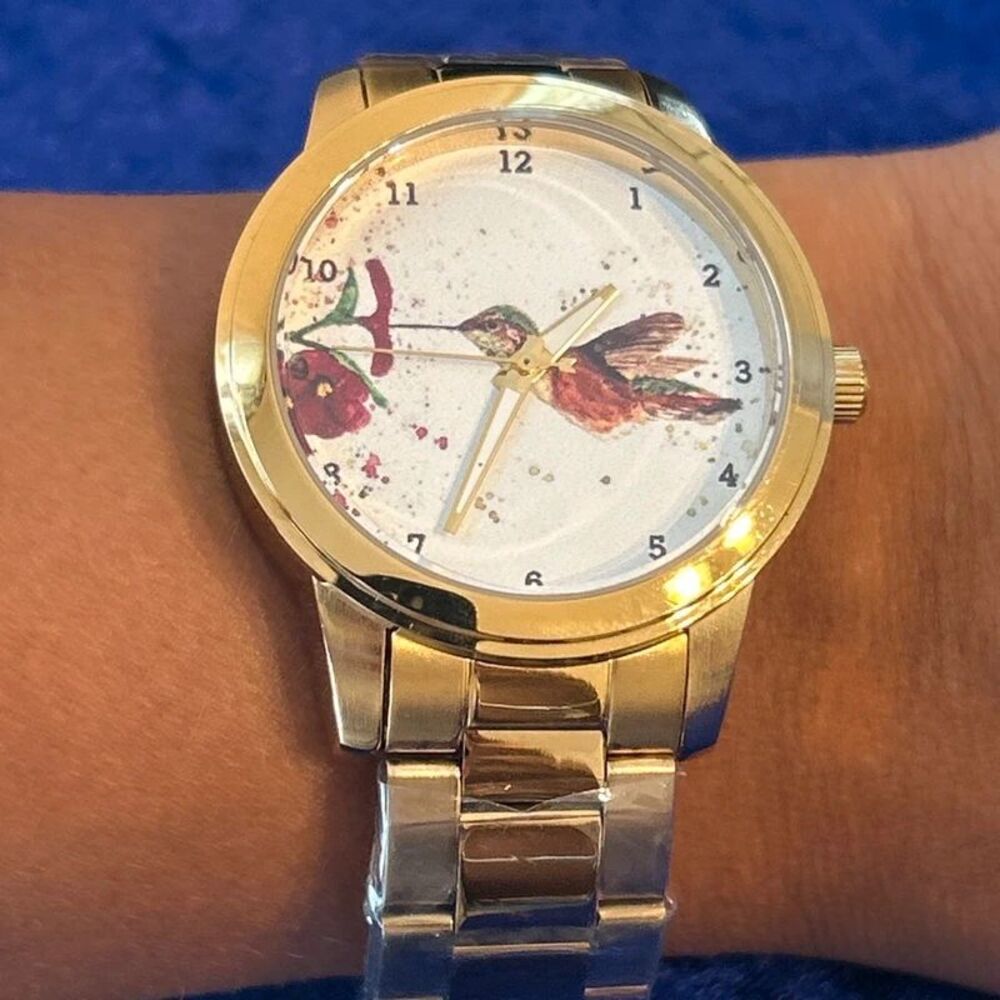 Zazzle Hummingbird Gold-Tone Watch – Working